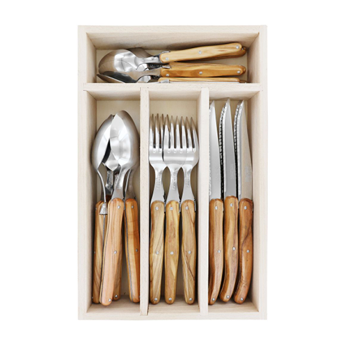 Andre Verdier 24 Piece Cutlery Set - Olive Wood