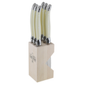 Andre Verdier Steak Knife Set With Wooden Stand, Set of 6 - Ivory