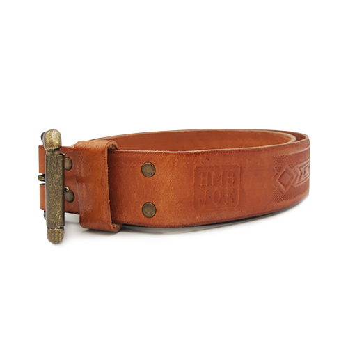 HMB Joe Embossed Mens Leather Belt (Tan)