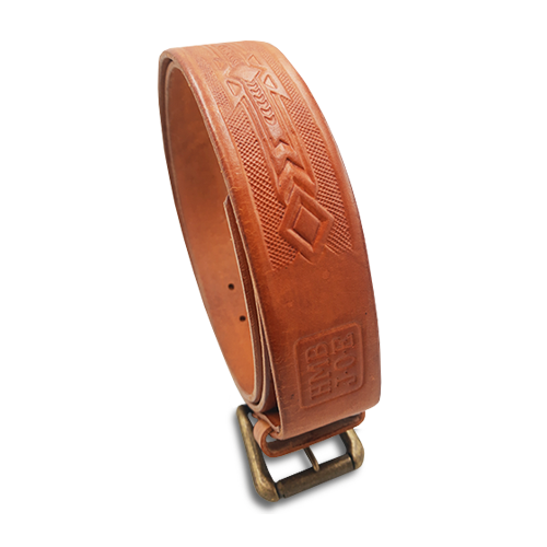 HMB Joe Embossed Mens Leather Belt (Tan)