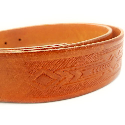 HMB Joe Embossed Mens Leather Belt (Tan)