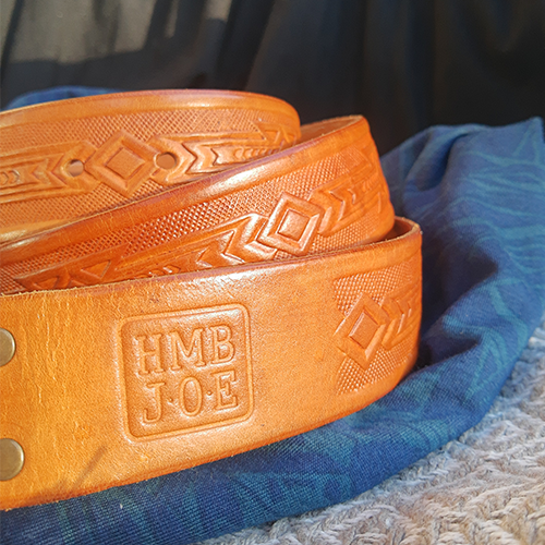 HMB Joe Embossed Genuine Leather Men's Belt (Tan)