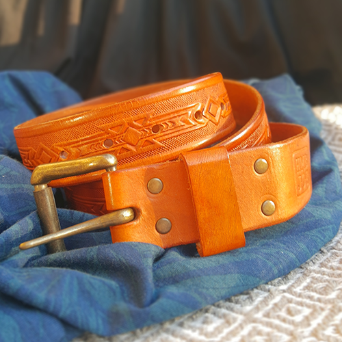 HMB Joe Embossed Genuine Leather Men's Belt (Tan)