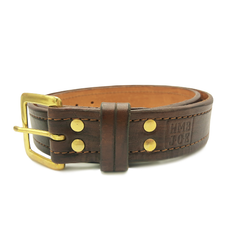 HMB Joe Double Stitched Mens Leather Belt (Chestnut Brown)