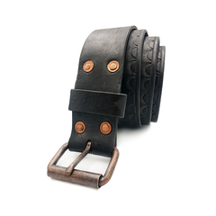 HMB Joe Embossed Mens Leather Belt (Black)