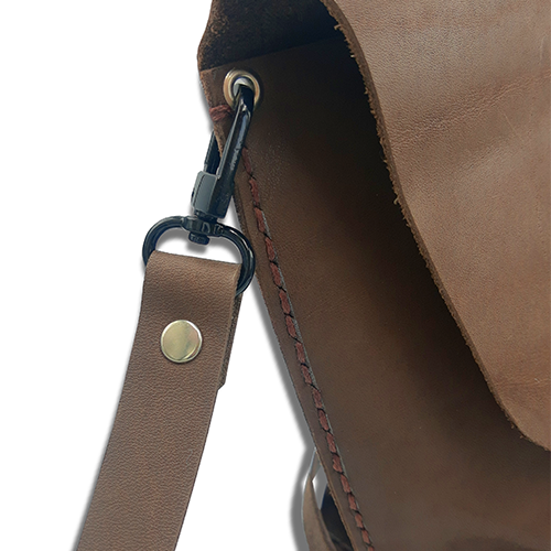 HMB Joe Double Button Genuine Leather Bucket Hand Bag (Brown)