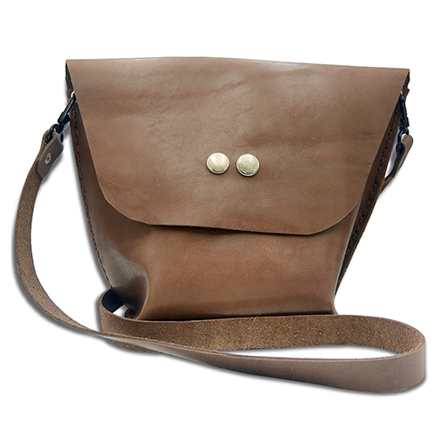 HMB Joe Double Button Bucket Leather Hand Bag (Brown)