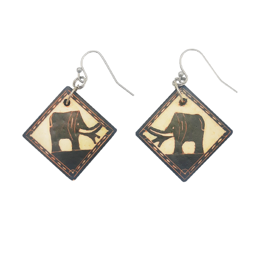 Ostrich Eggshell "Elephant" Earings