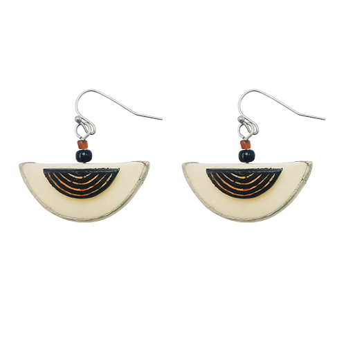 Ostrich Eggshell "Sun Rays" Earings