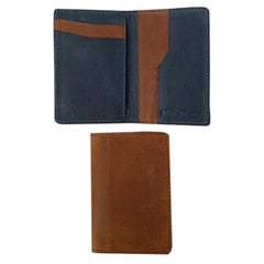 Nifty Boon Card Holder - Denim and Cognac Leather