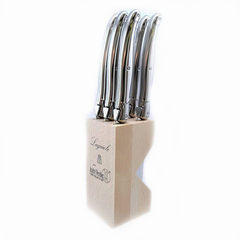 Andre Verdier Steak Knife Set With Wooden Stand, Set of 6 - Stainless Steel