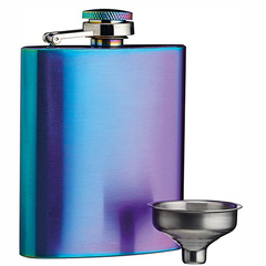 Barcraft 100ml Rainbow Hipflask with Funnel