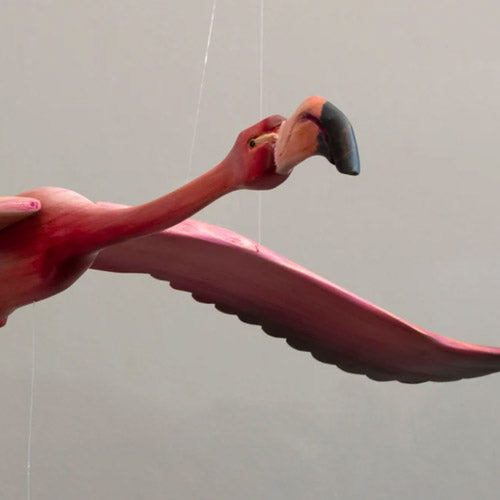 Hand-carved Flamingo Wooden Mobile