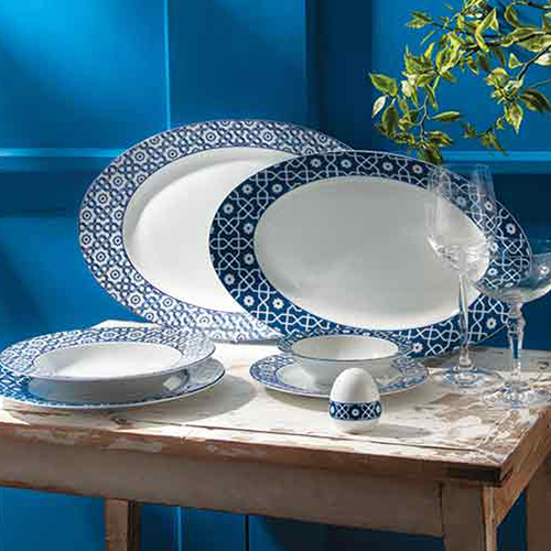 Zarin Porcelain 28 piece Dinnerset: Meybod Dark Blue