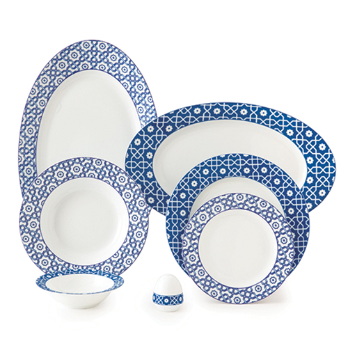 Zarin Porcelain 28 piece Dinnerset: Meybod Dark Blue