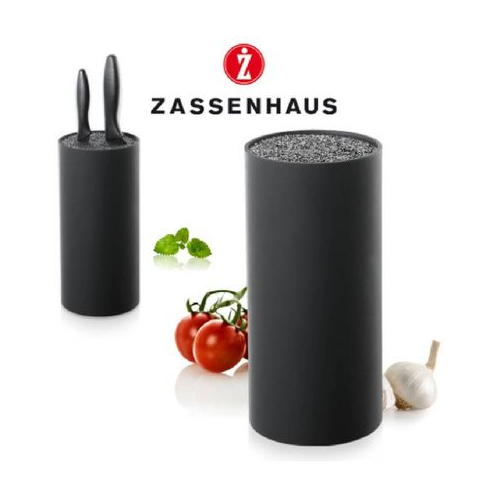 Zassenhaus Round Knife Block With Flexible Bristle Insert-Black